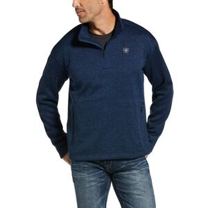 Ariat Caldwell 1/4 Zip Sweater Mens Small Blue Heathered Fleece